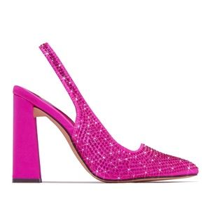 NEW!! PINK EMBELLISHED BLOCK HEEL PUMPS- Miss Lola